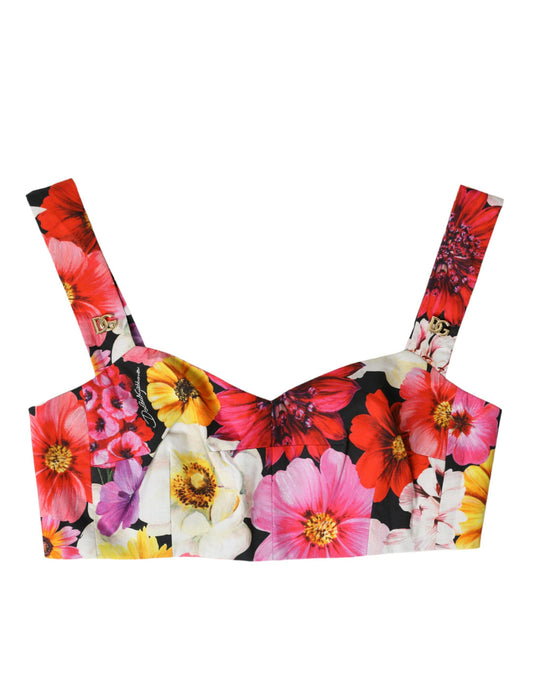 Dolce & Gabbana Multicolor Floral Sleeveless Bustier Crop Top Dolce & Gabbana