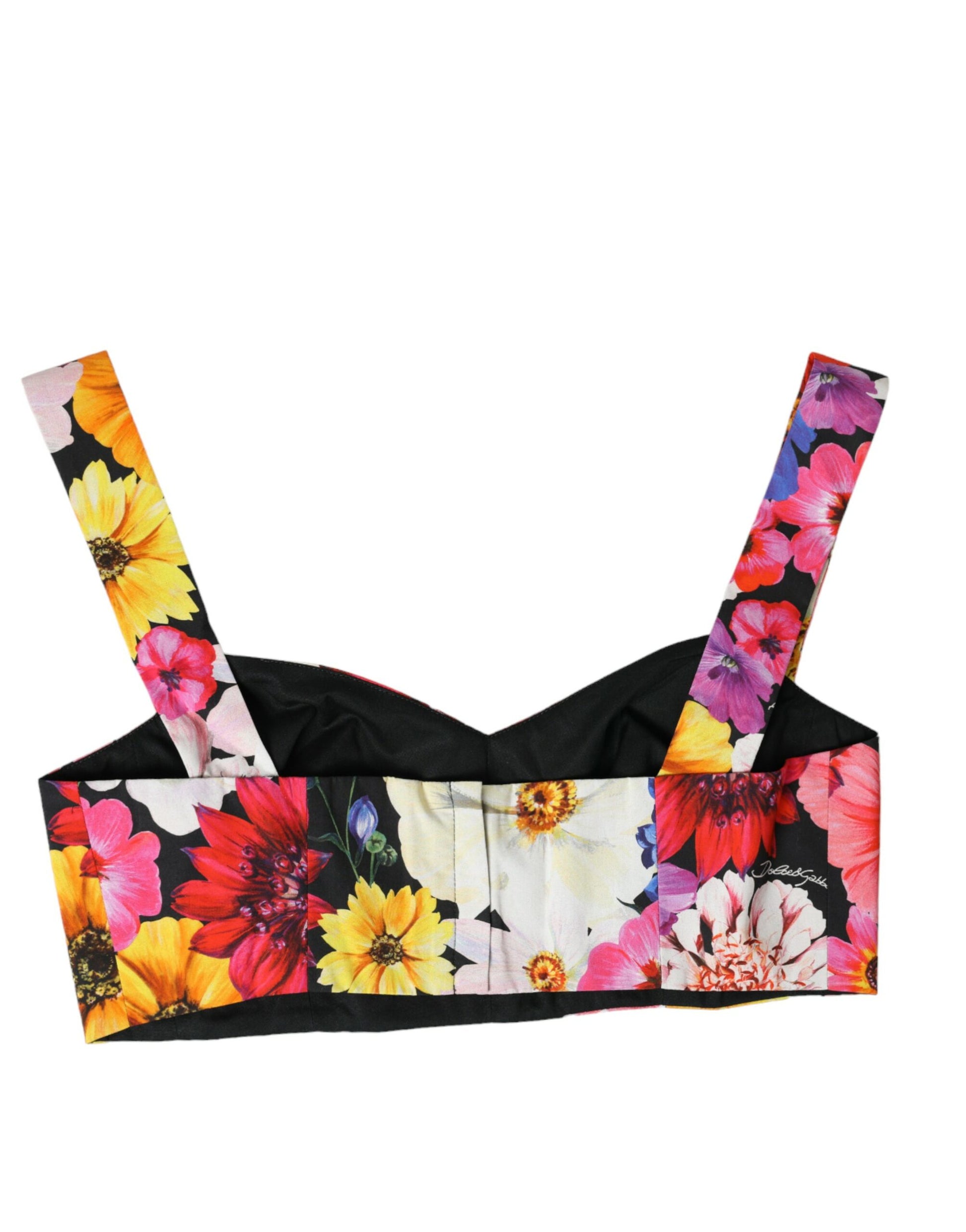 Dolce & Gabbana Multicolor Floral Sleeveless Bustier Crop Top Dolce & Gabbana