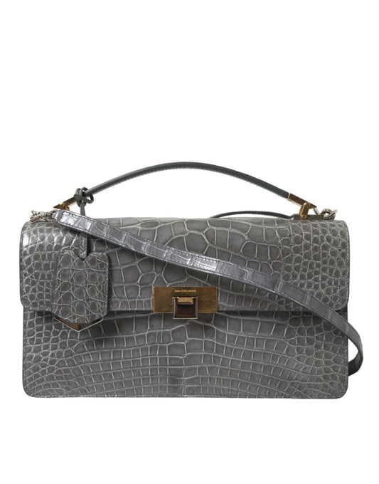 Balenciaga Gray Exotic Leather Medium Shoulder Hand Purse Bag Balenciaga