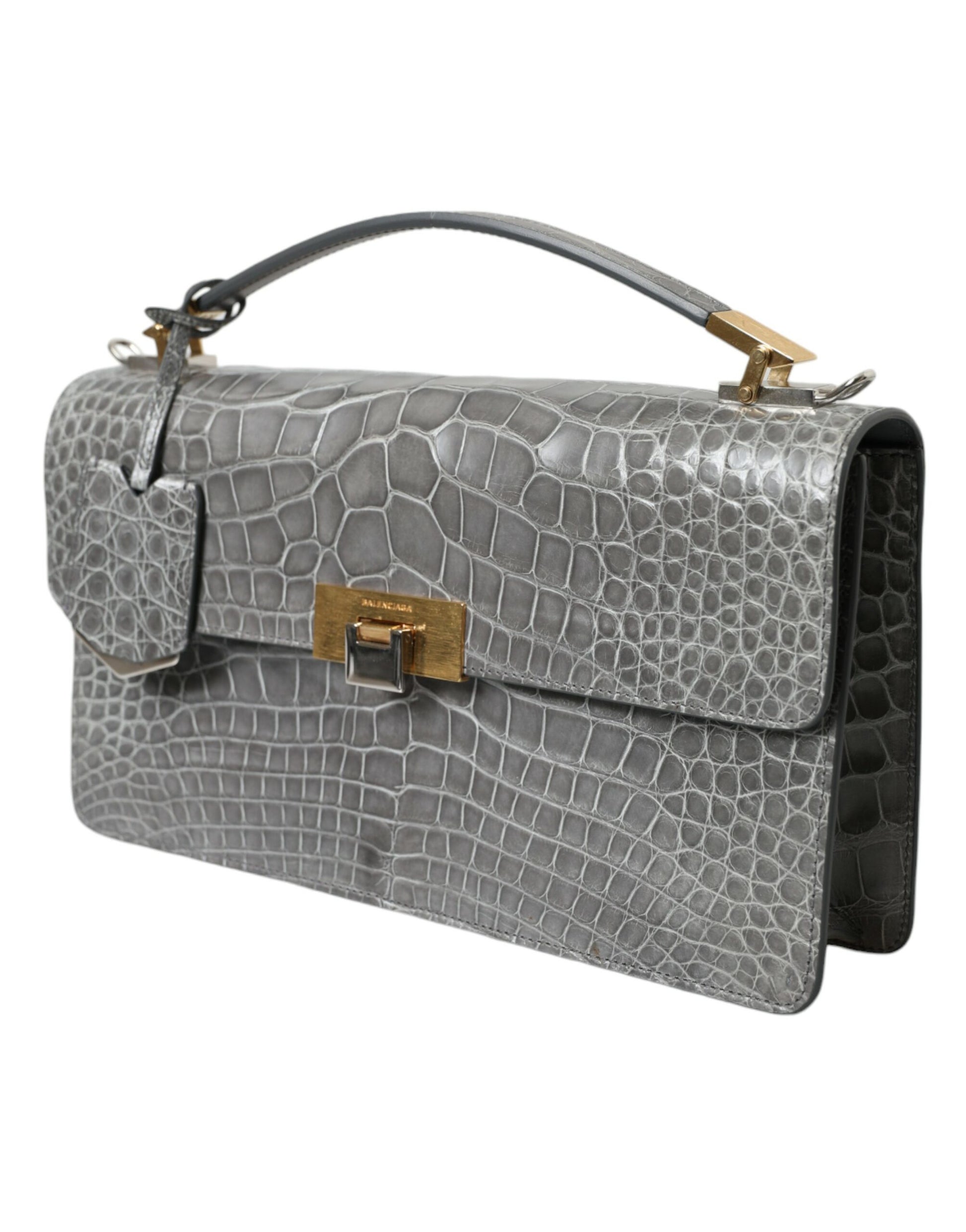 Balenciaga Gray Exotic Leather Medium Shoulder Hand Purse Bag Balenciaga