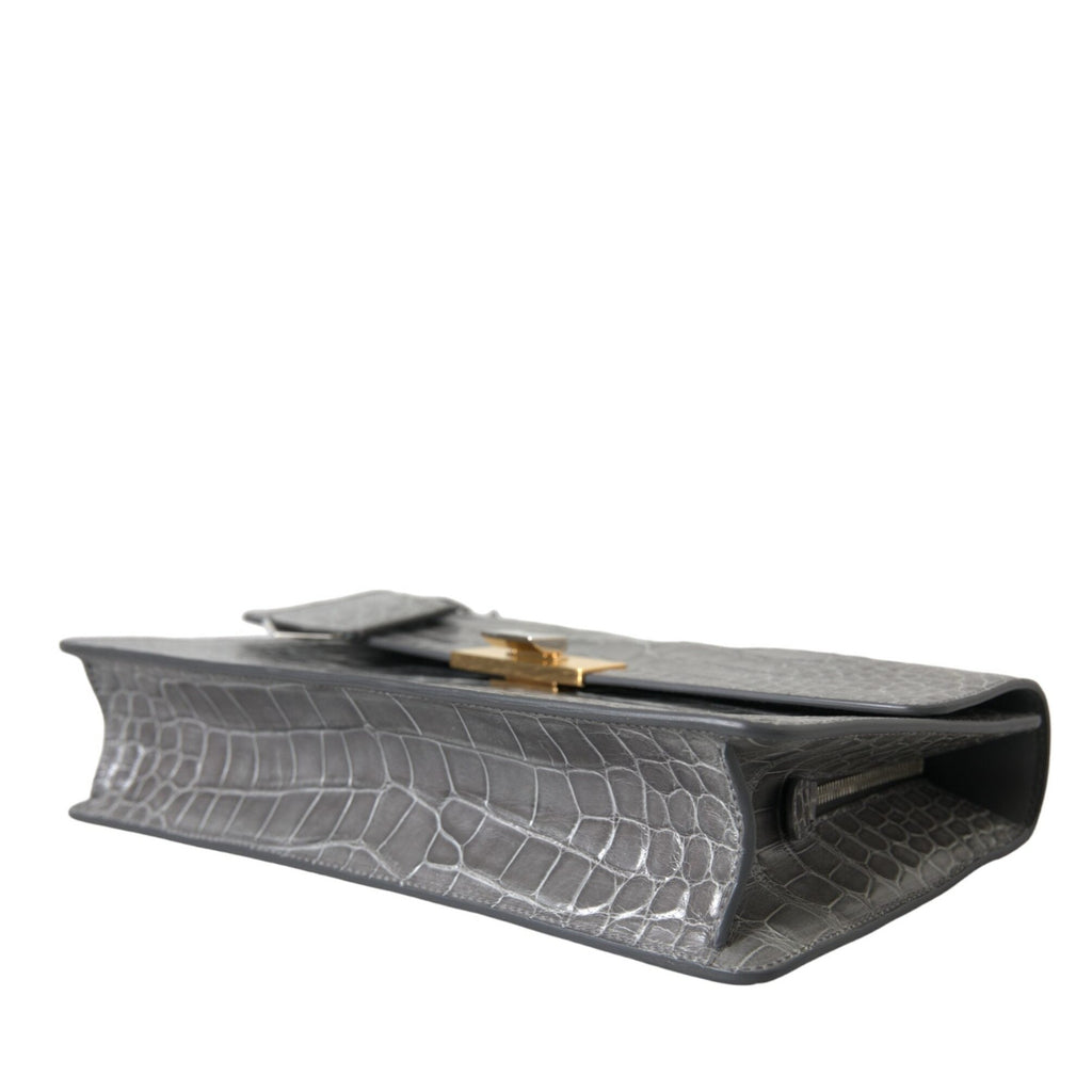 Balenciaga Gray Exotic Leather Medium Shoulder Hand Purse Bag