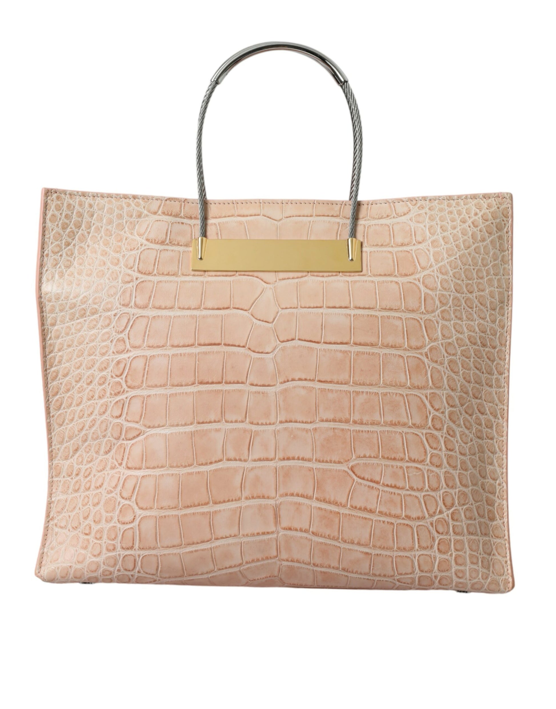 Balenciaga Pink Exotic Leather Embossed Cable Handle Shopper Tote Bag Balenciaga