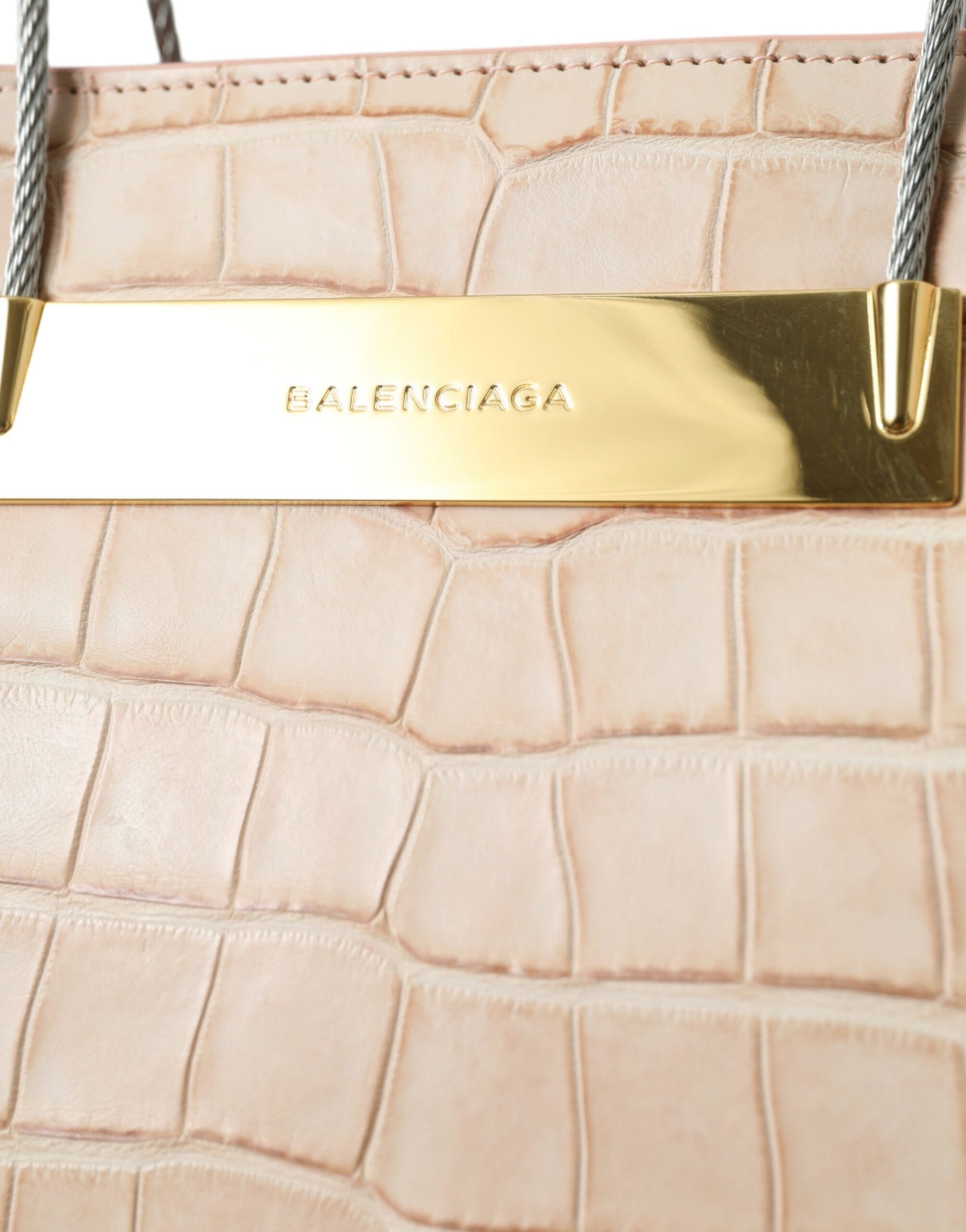 Balenciaga Pink Exotic Leather Embossed Cable Handle Shopper Tote Bag Balenciaga