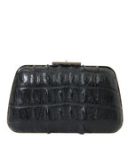 Balenciaga Black Exotic Skin Leather Shoulder Crossbody Box Clutch Bag