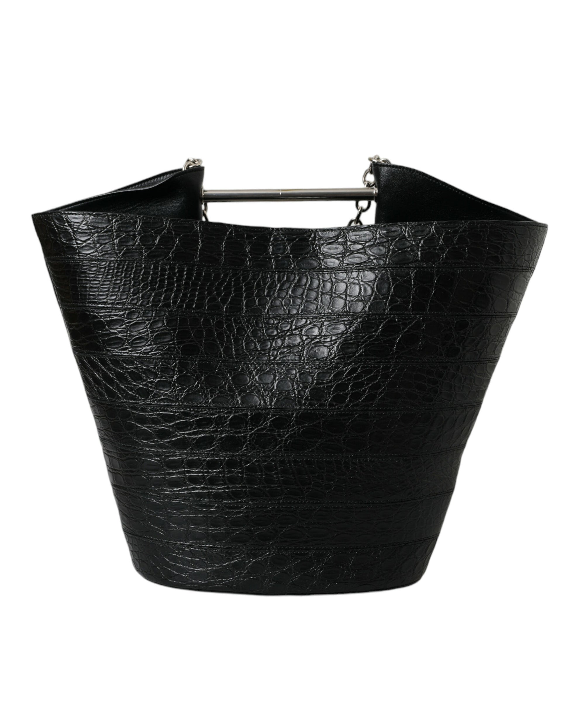 Balenciaga Black Exotic Skin Leather Maxi Bucket Tote Purse Bag Balenciaga