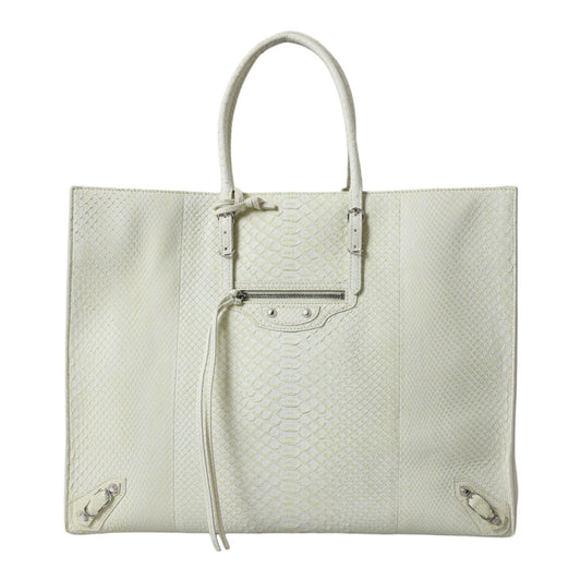 Balenciaga White Yellow Exotic Skin Leather Shopping Tote PAPIER Bag Balenciaga