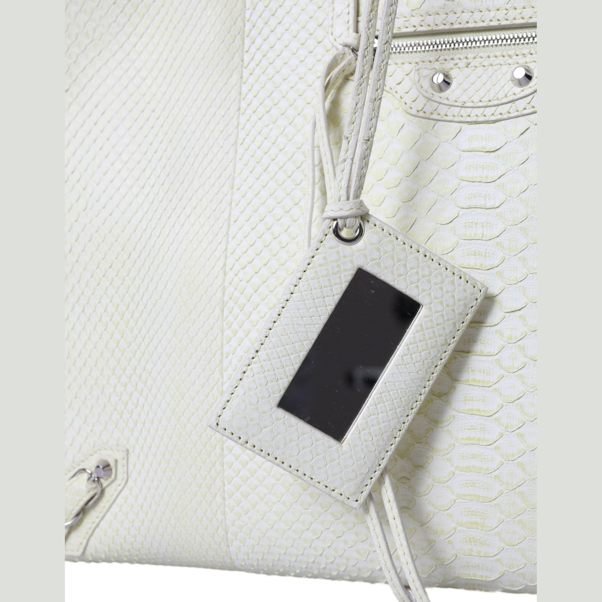 Balenciaga White Yellow Exotic Skin Leather Shopping Tote PAPIER Bag Balenciaga
