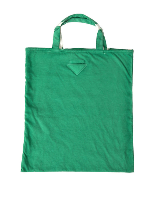 Prada Green Jersey Fabric Logo Shoulder Shopping Tote Shopping Bag Prada