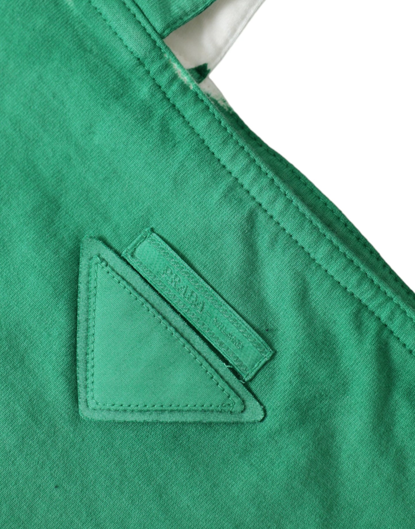 Prada Green Jersey Fabric Logo Shoulder Shopping Tote Shopping Bag Prada