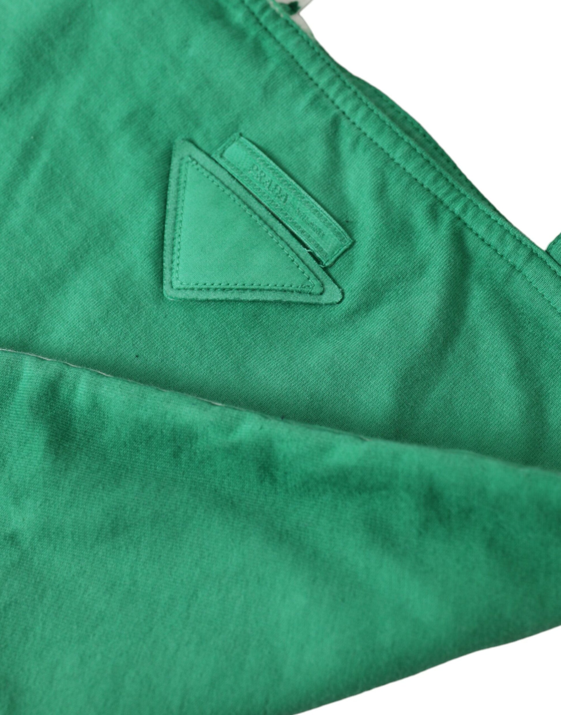Prada Green Jersey Fabric Logo Shoulder Shopping Tote Shopping Bag Prada