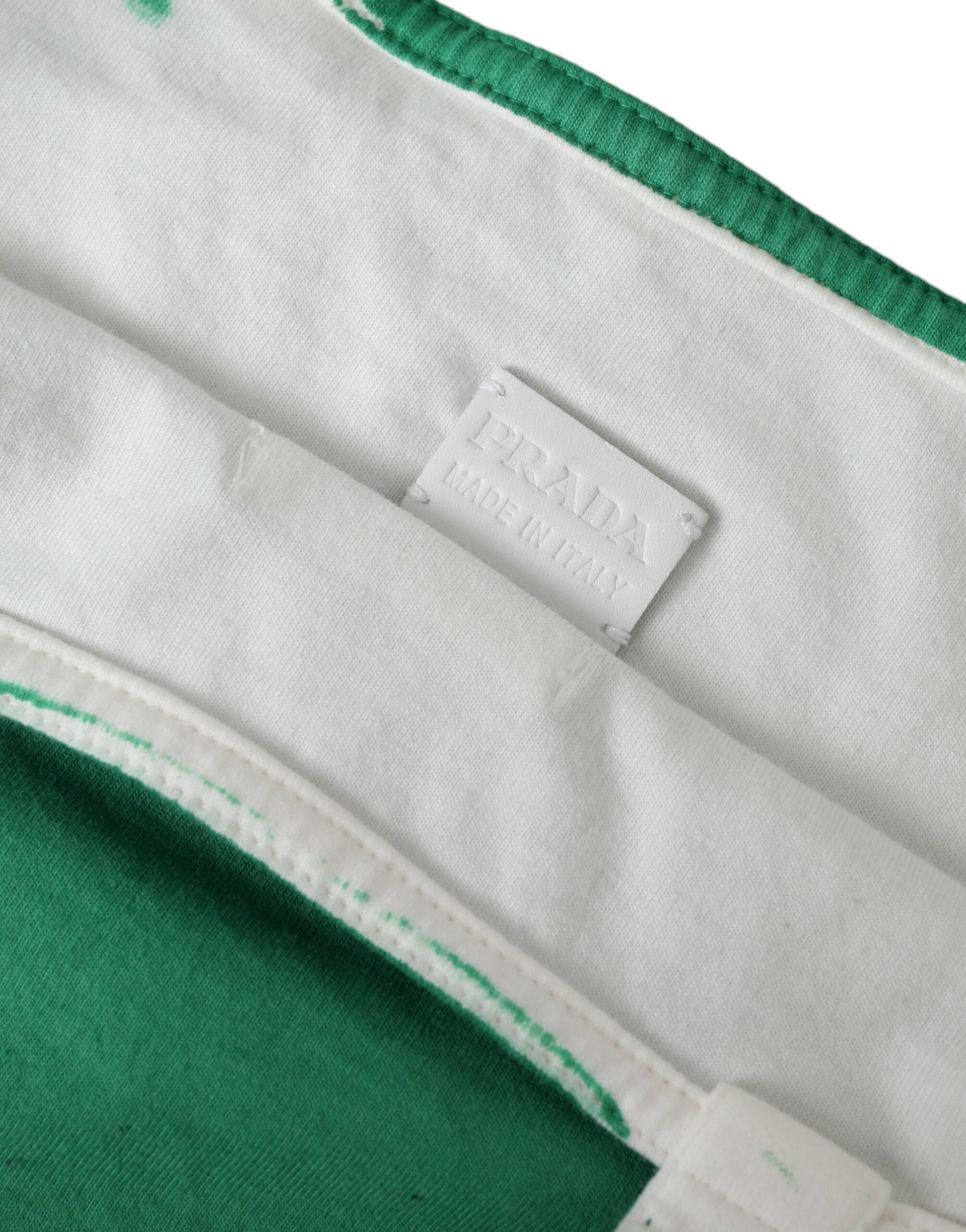 Prada Green Jersey Fabric Logo Shoulder Shopping Tote Shopping Bag Prada