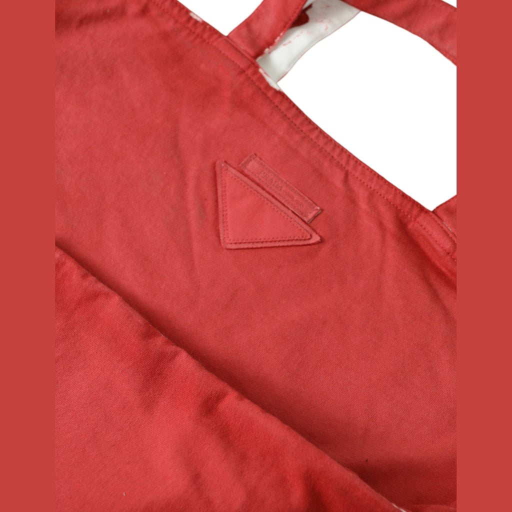 Prada Red Jersey Fabric Logo Shoulder Shopping Tote Bag