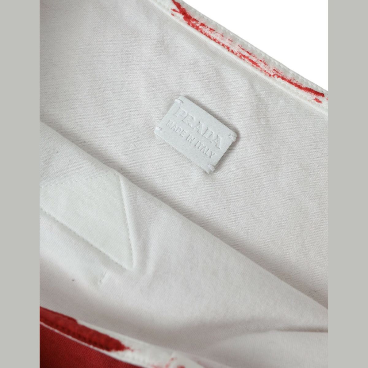 Prada Red Jersey Fabric Logo Shoulder Shopping Tote Bag