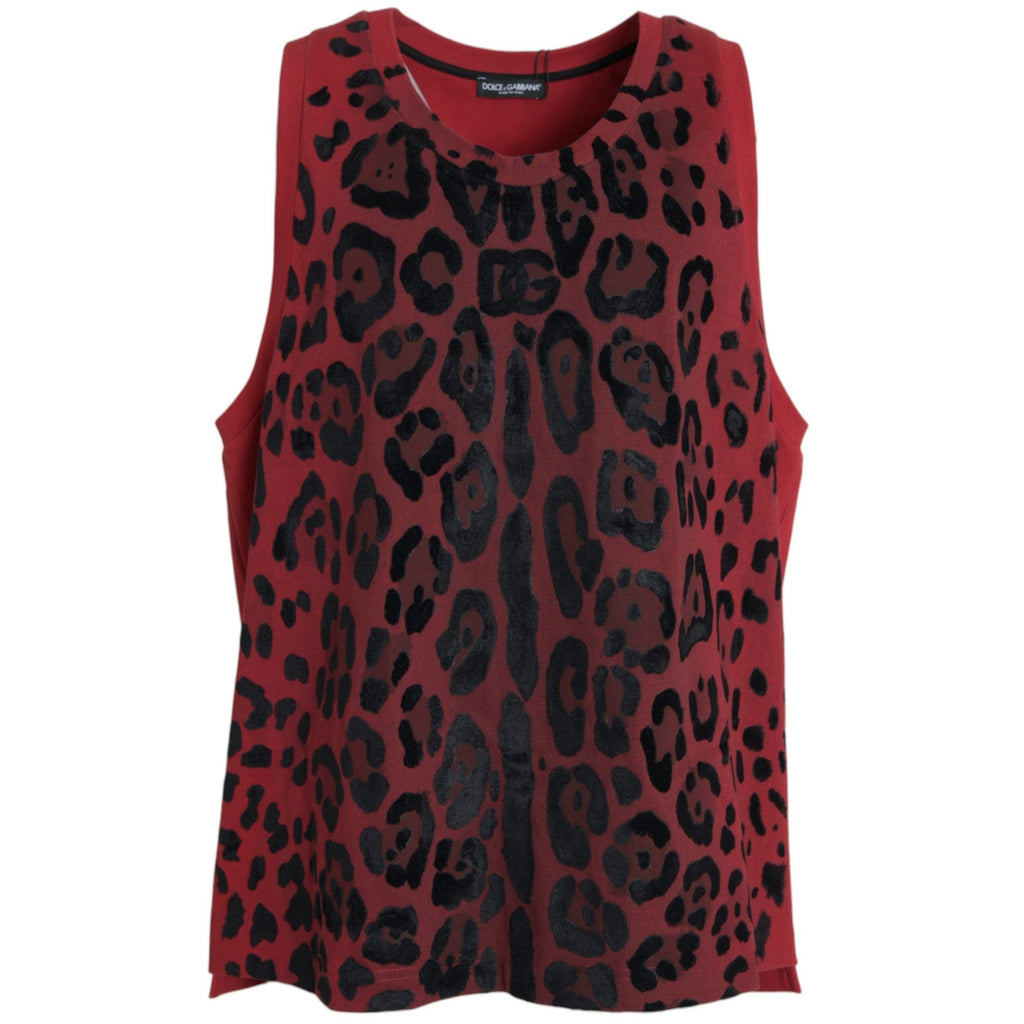 Dolce & Gabbana Red Leopard Print Sleeveless Tank T-shirt