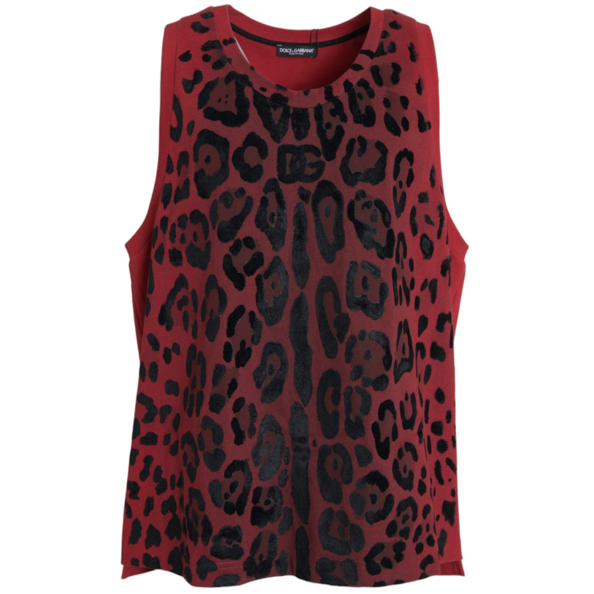 Dolce & Gabbana Red Leopard Print Sleeveless Tank T-shirt
