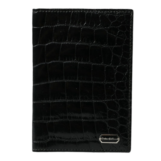 Dolce & Gabbana Black Exotic Skin Leather Long Bifold Passport Holder Dolce & Gabbana