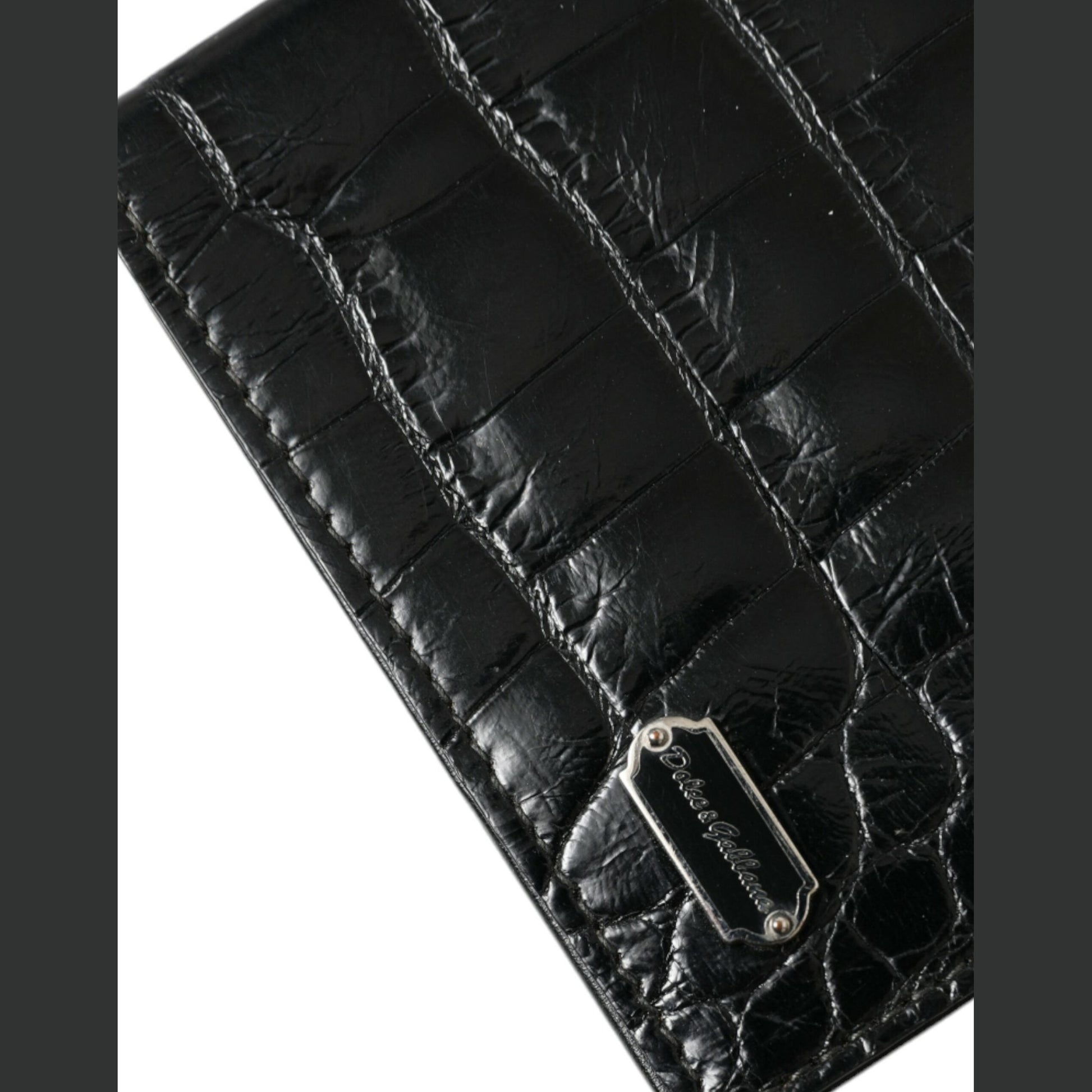 Dolce & Gabbana Black Exotic Skin Leather Long Bifold Passport Holder Dolce & Gabbana