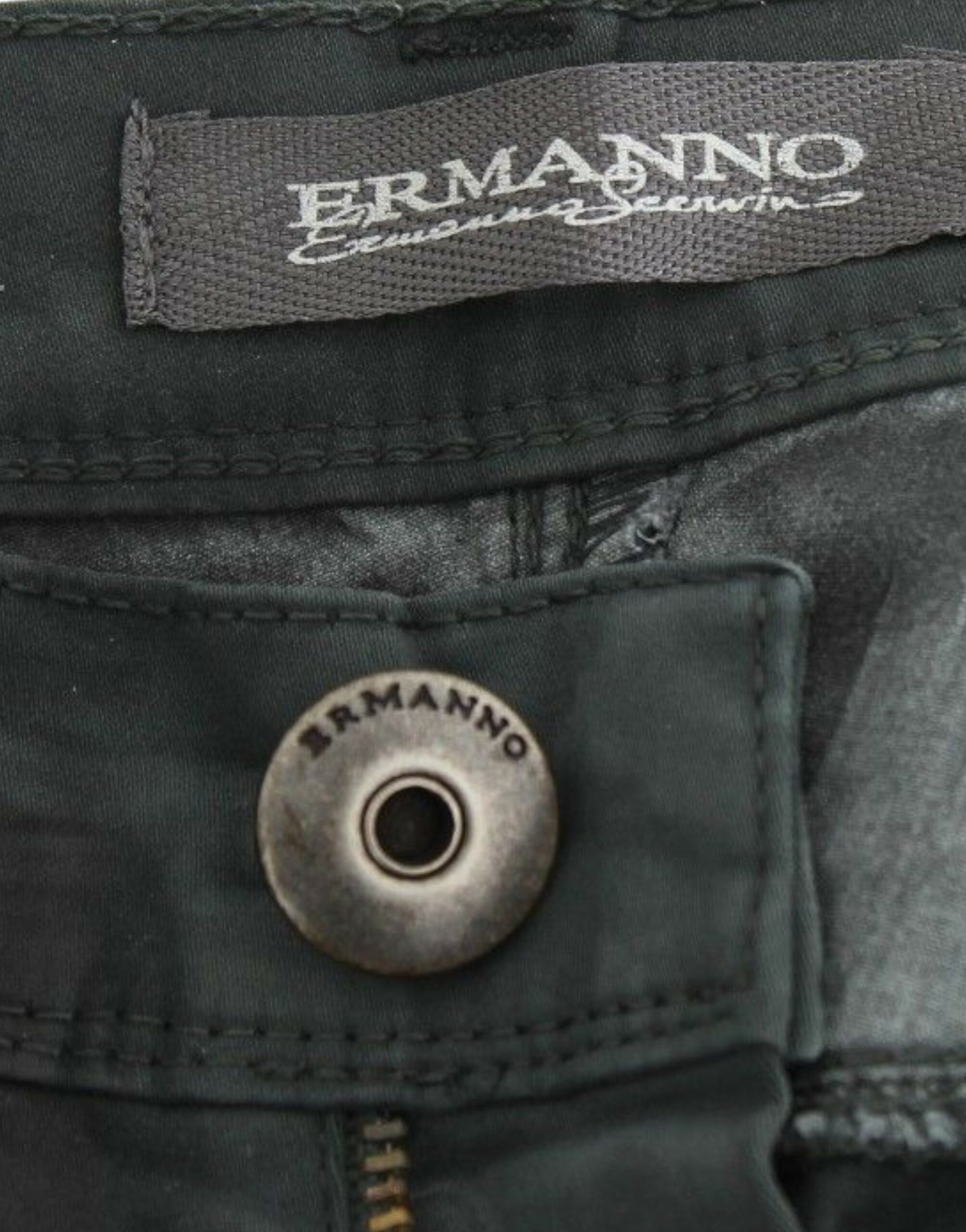 Ermanno Scervino Green Slim Jeans Denim Pants Straight Leg Stretch Ermanno Scervino