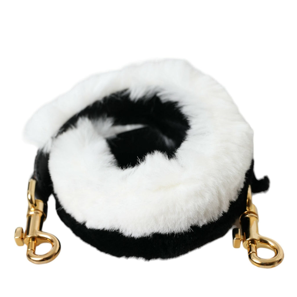 Dolce & Gabbana Black White Lapin Fur Accessory Shoulder Strap