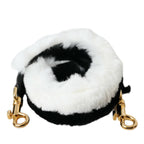 Dolce & Gabbana Black White Lapin Fur Accessory Shoulder Strap