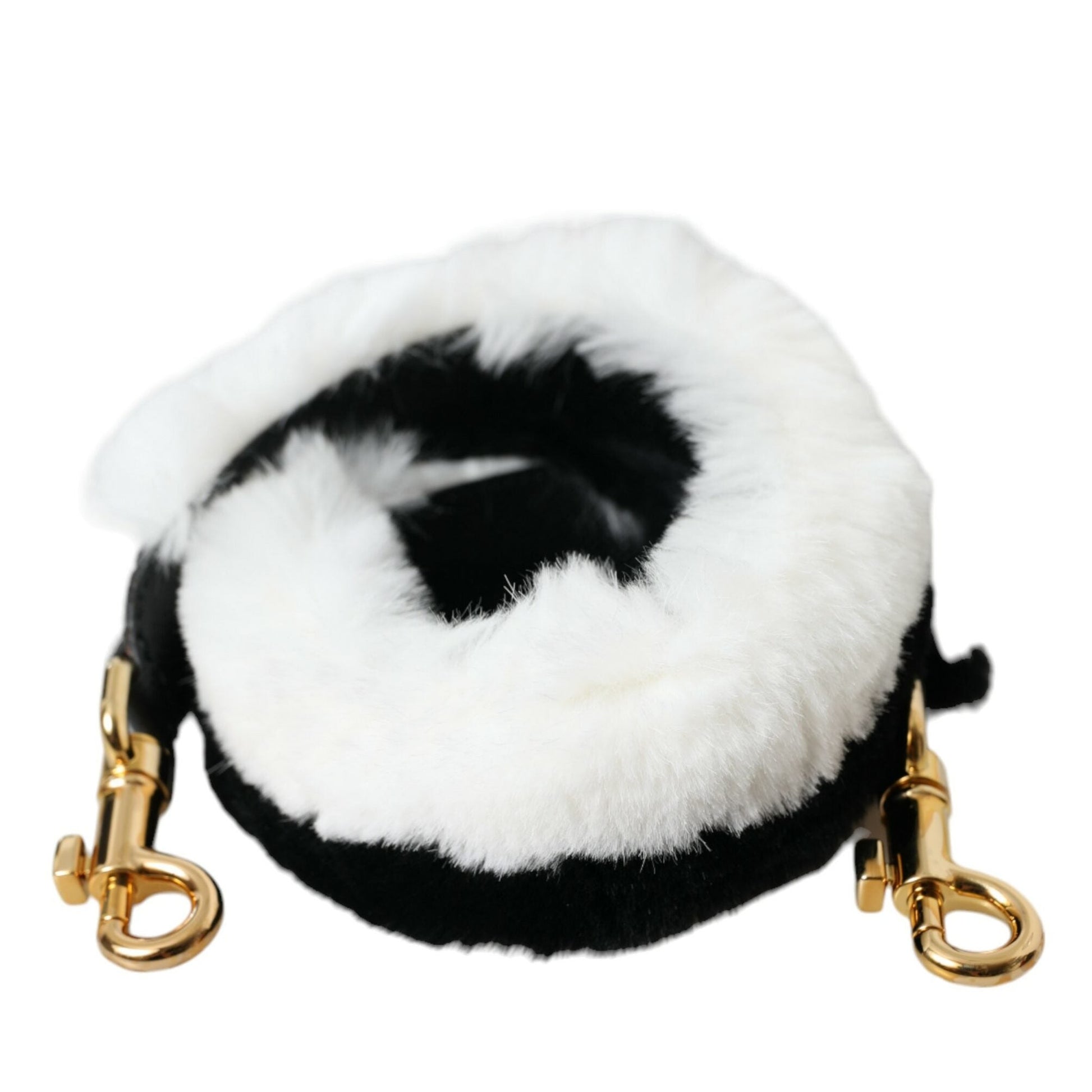 Dolce & Gabbana Black White Lapin Fur Accessory Shoulder Strap Dolce & Gabbana