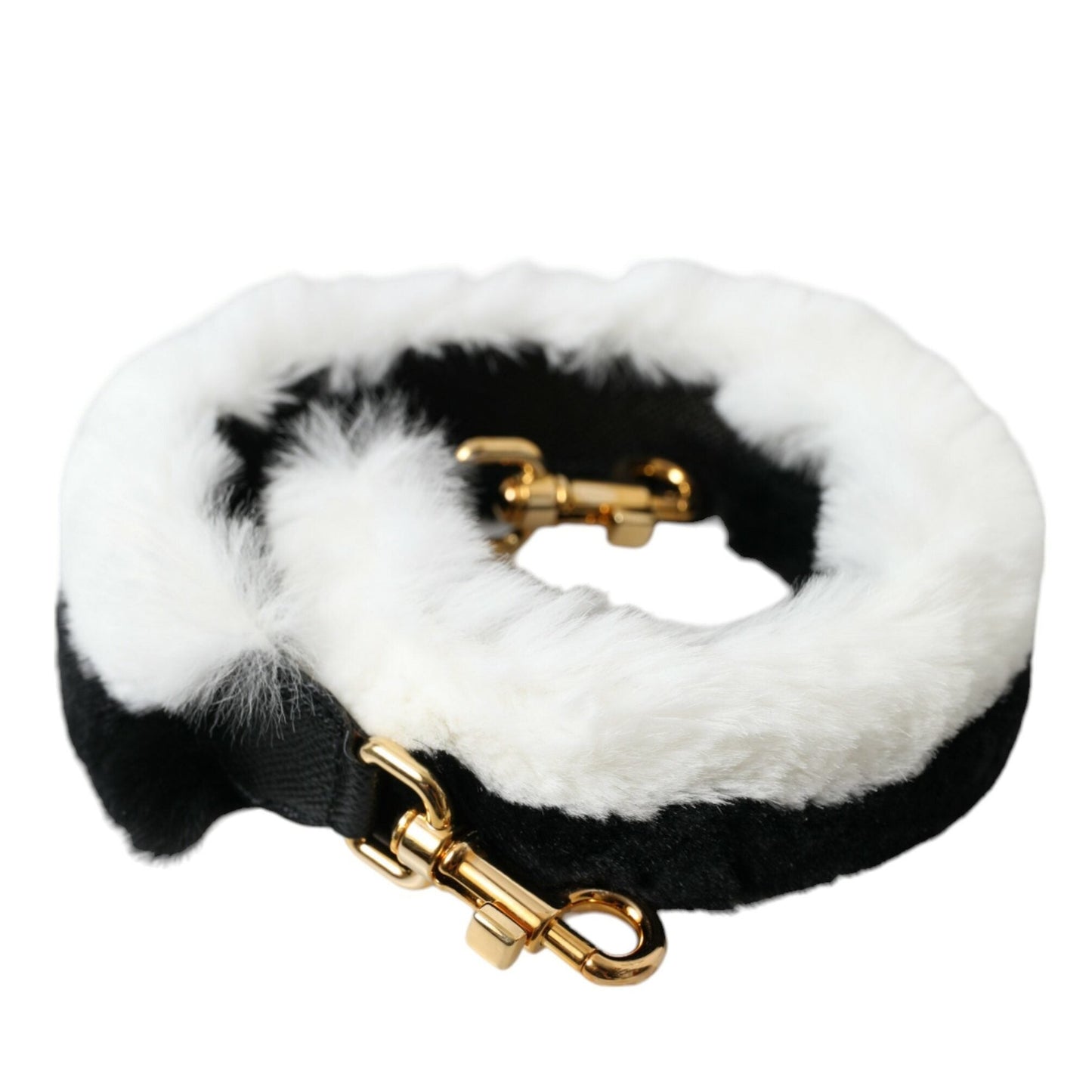 Dolce & Gabbana Black White Lapin Fur Accessory Shoulder Strap Dolce & Gabbana