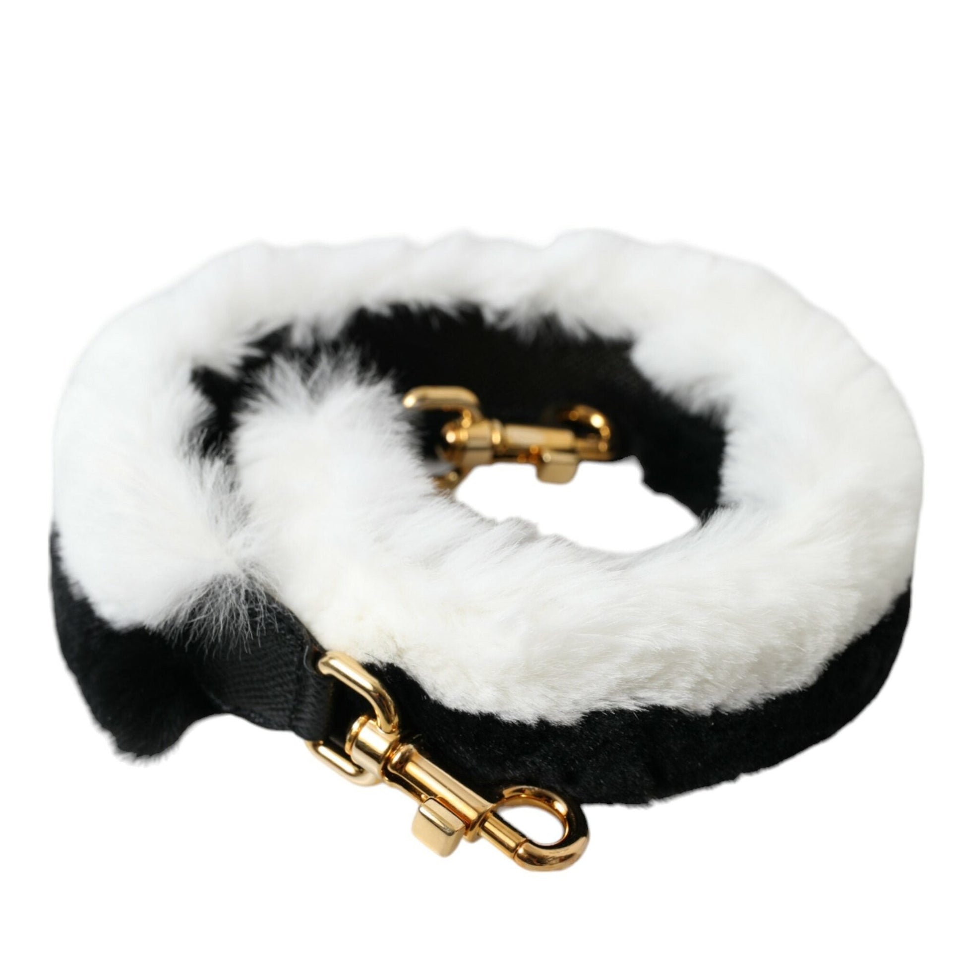 Dolce & Gabbana Black White Lapin Fur Accessory Shoulder Strap Dolce & Gabbana