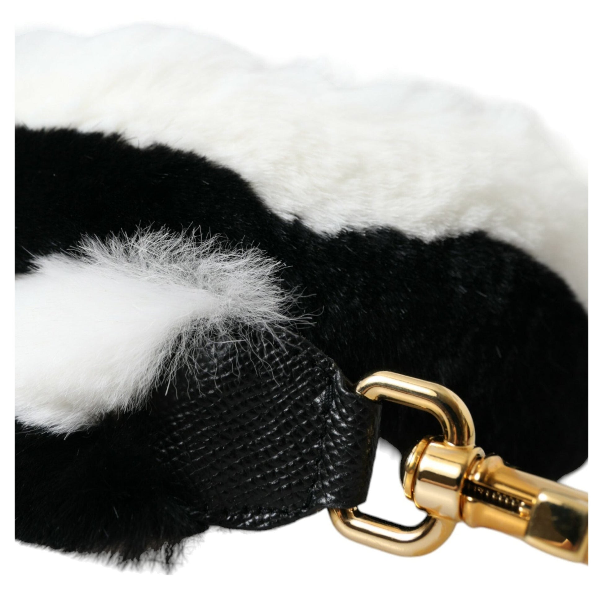 Dolce & Gabbana Black White Lapin Fur Accessory Shoulder Strap Dolce & Gabbana