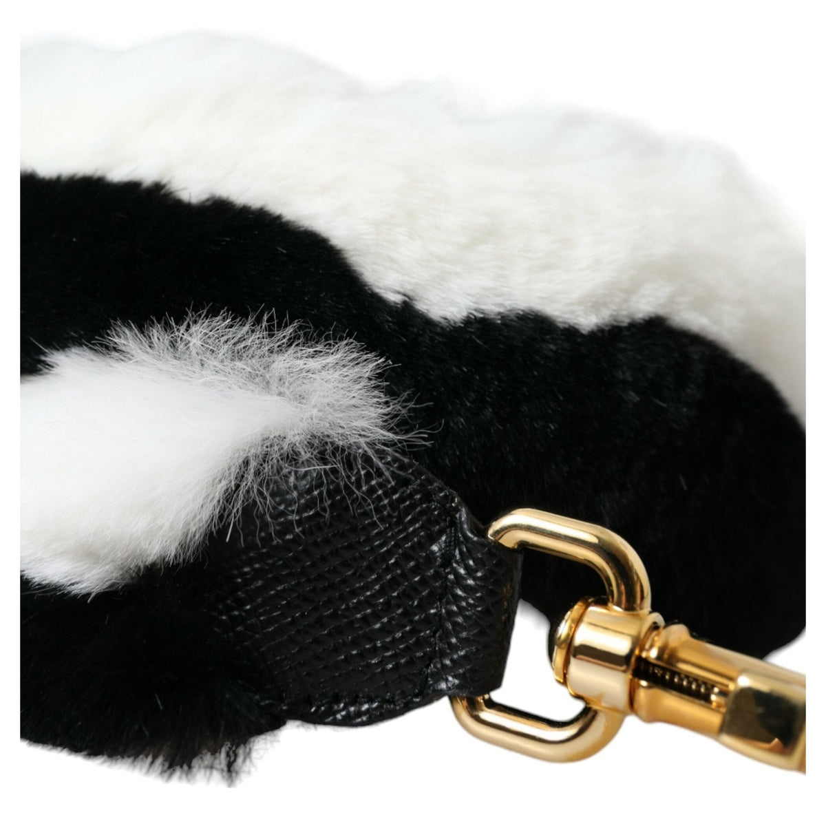 Dolce & Gabbana Black White Lapin Fur Accessory Shoulder Strap