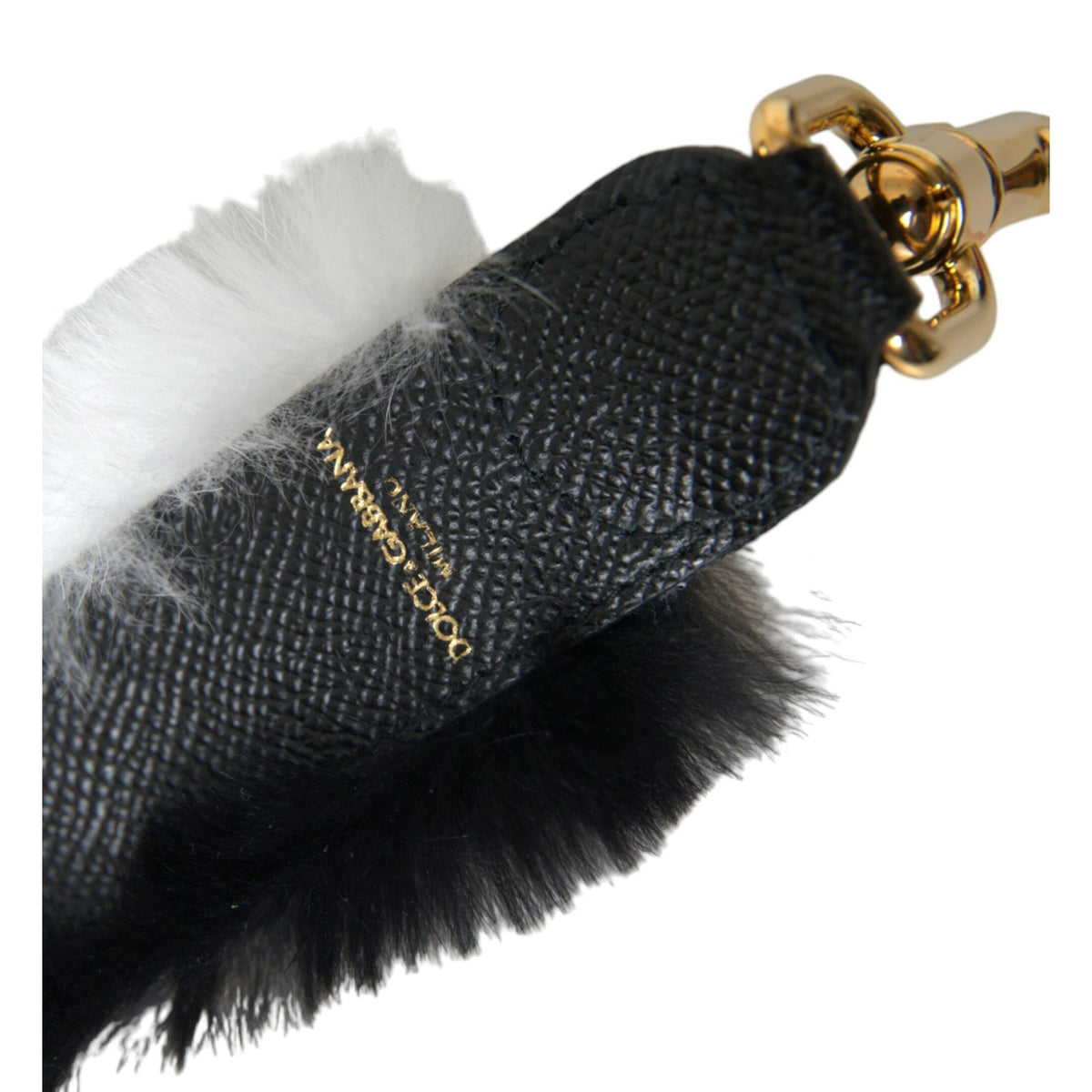 Dolce & Gabbana Black White Lapin Fur Accessory Shoulder Strap