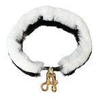 Dolce & Gabbana Black White Lapin Fur Accessory Shoulder Strap