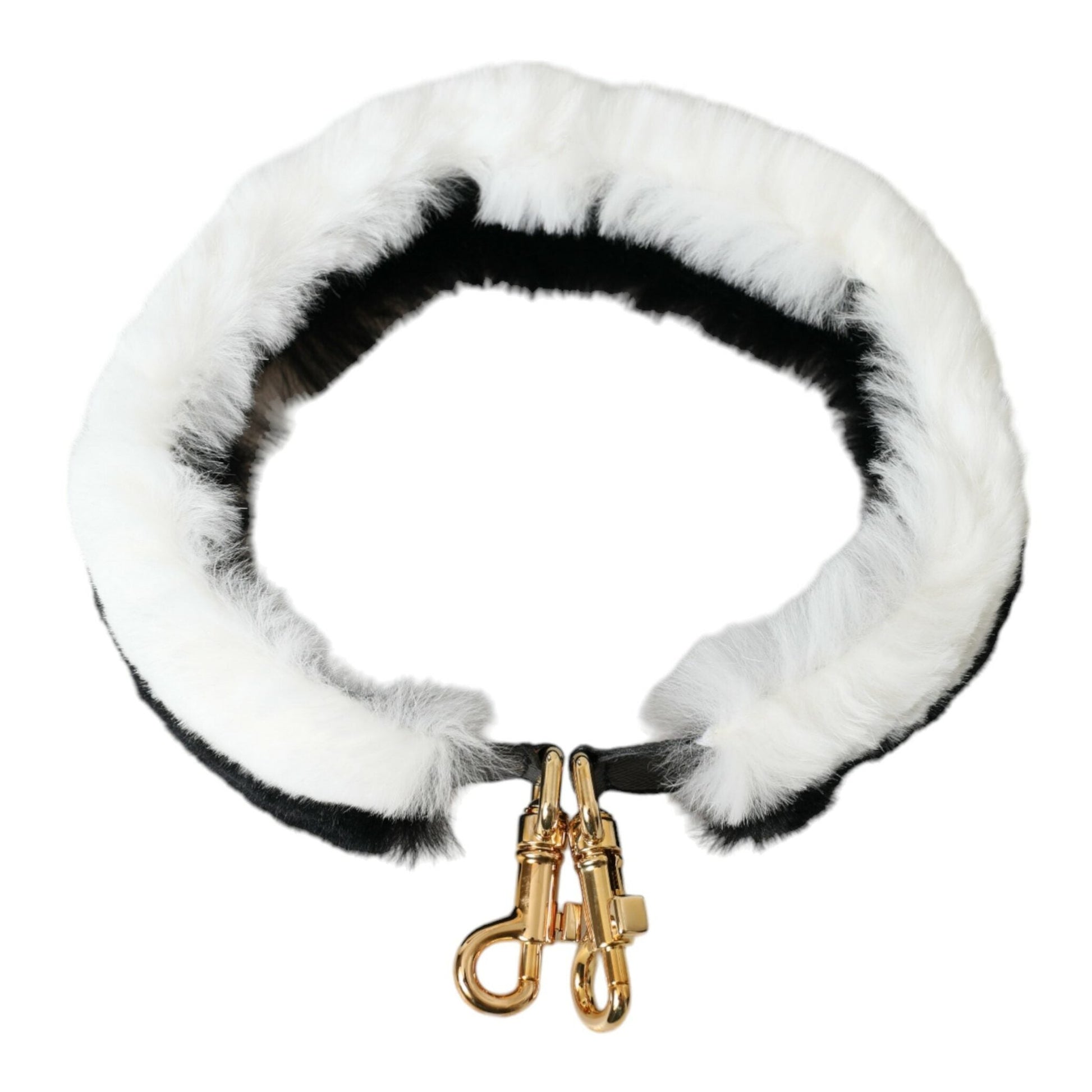 Dolce & Gabbana Black White Lapin Fur Accessory Shoulder Strap Dolce & Gabbana