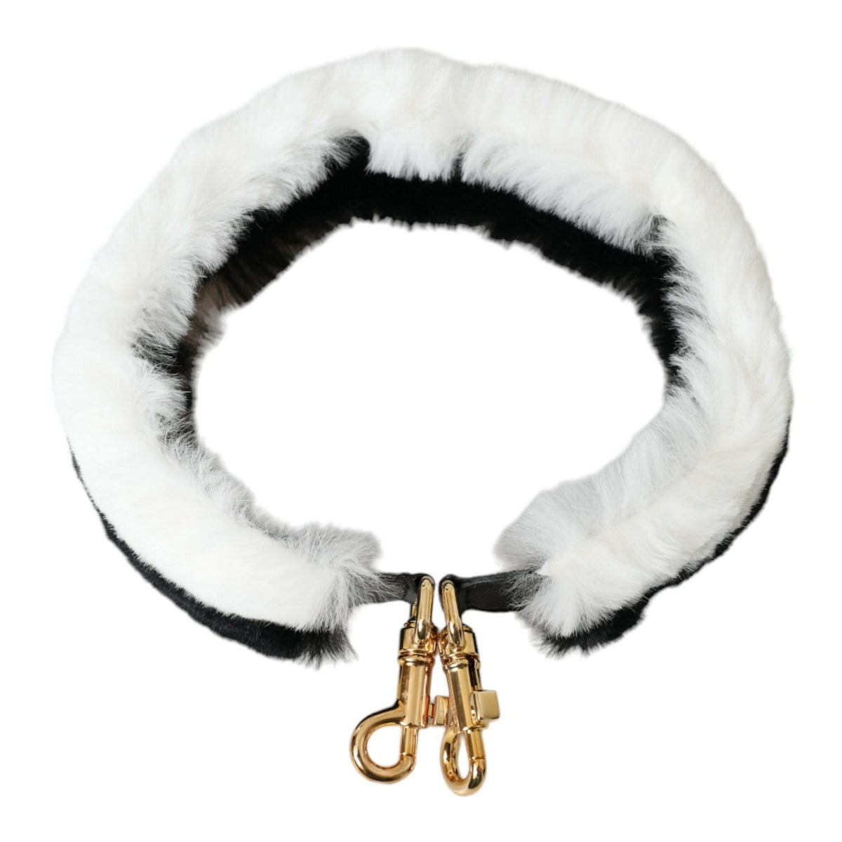 Dolce & Gabbana Black White Lapin Fur Accessory Shoulder Strap