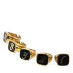 Dolce & Gabbana Gold Brass ROYAL Enamel Set of 5 Ring