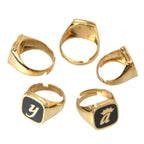 Dolce & Gabbana Gold Brass ROYAL Enamel Set of 5 Ring