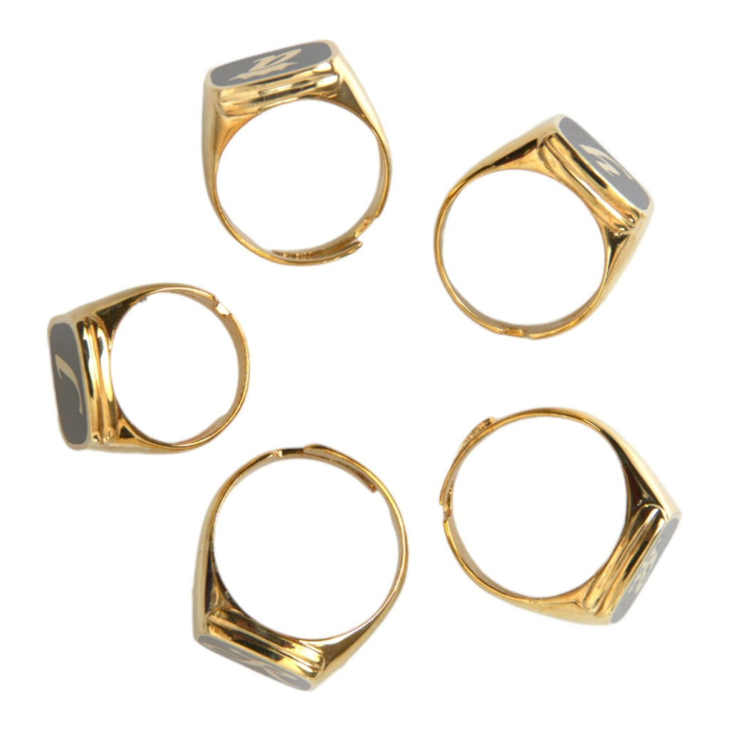 Dolce & Gabbana Gold Brass ROYAL Enamel Set of 5 Ring