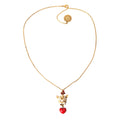 Dolce & Gabbana Gold Brass Chain Dog Heart Pendant Charm Necklace