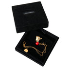 Dolce & Gabbana Gold Brass Chain Dog Heart Pendant Charm Necklace