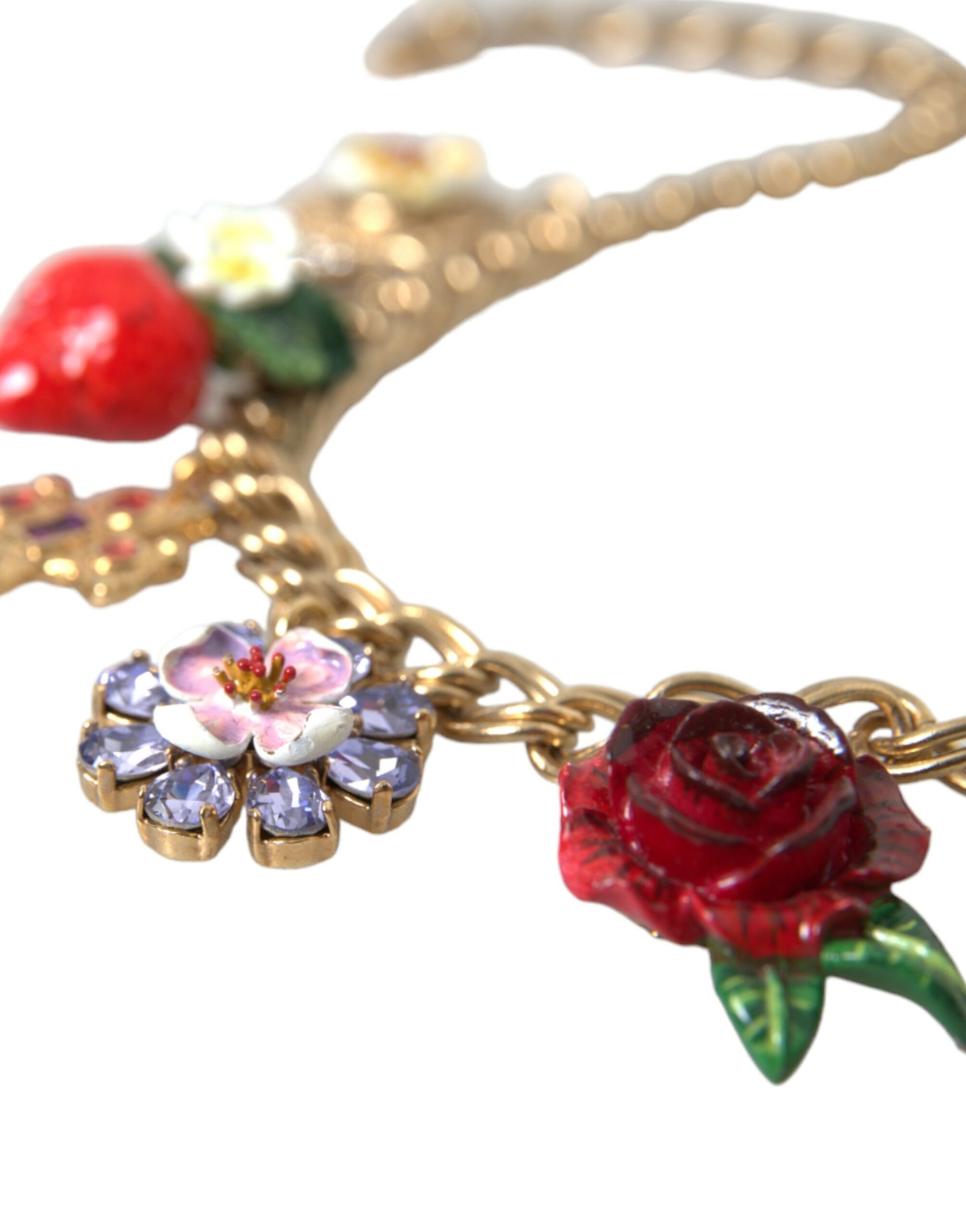 Dolce & Gabbana Gold Chain Rose Cross Strawberry Star Pendant Necklace Dolce & Gabbana