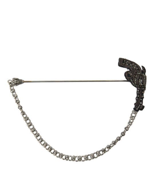 Dolce & Gabbana Brass Copper Silk Revolver Gun Men Brooch Lapel Pin Dolce & Gabbana