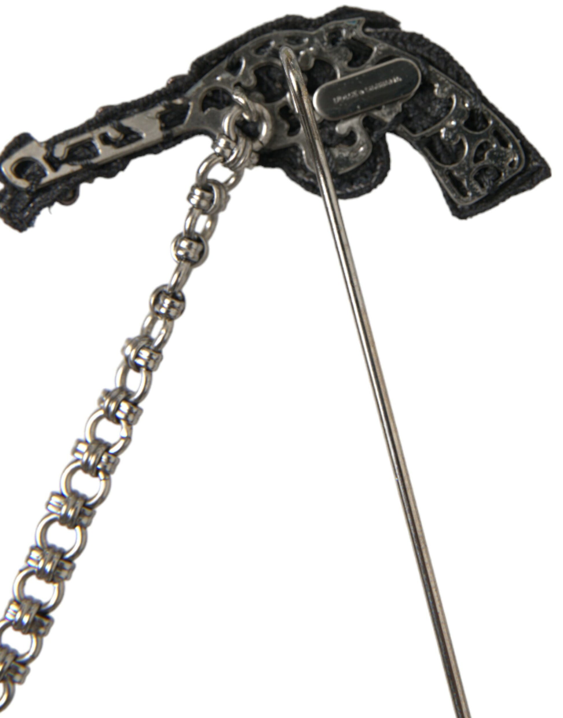 Dolce & Gabbana Brass Copper Silk Revolver Gun Men Brooch Lapel Pin Dolce & Gabbana