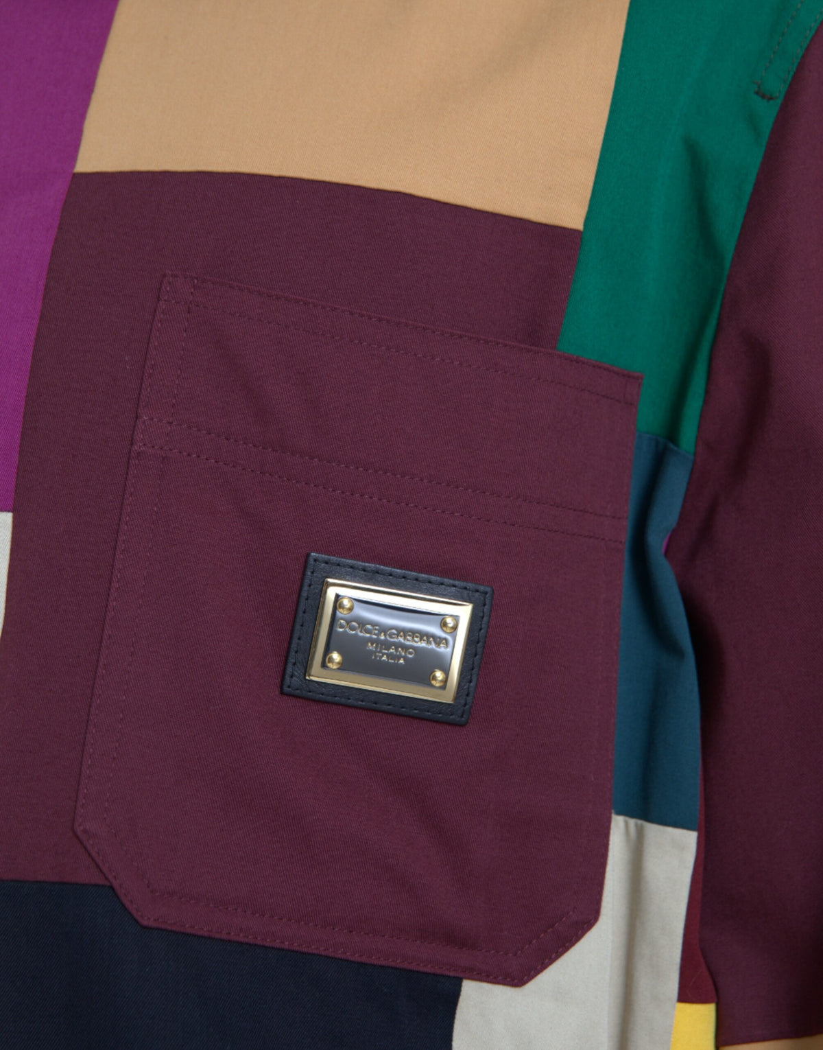 Dolce & Gabbana Multicolor Patchwork Cotton Collared Jacket - Eljoys Fashion 