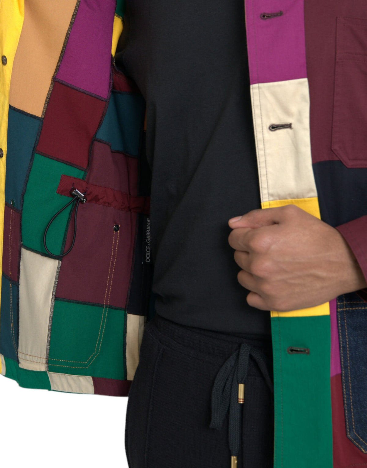 Dolce & Gabbana Multicolor Patchwork Cotton Collared Jacket - Eljoys Fashion 