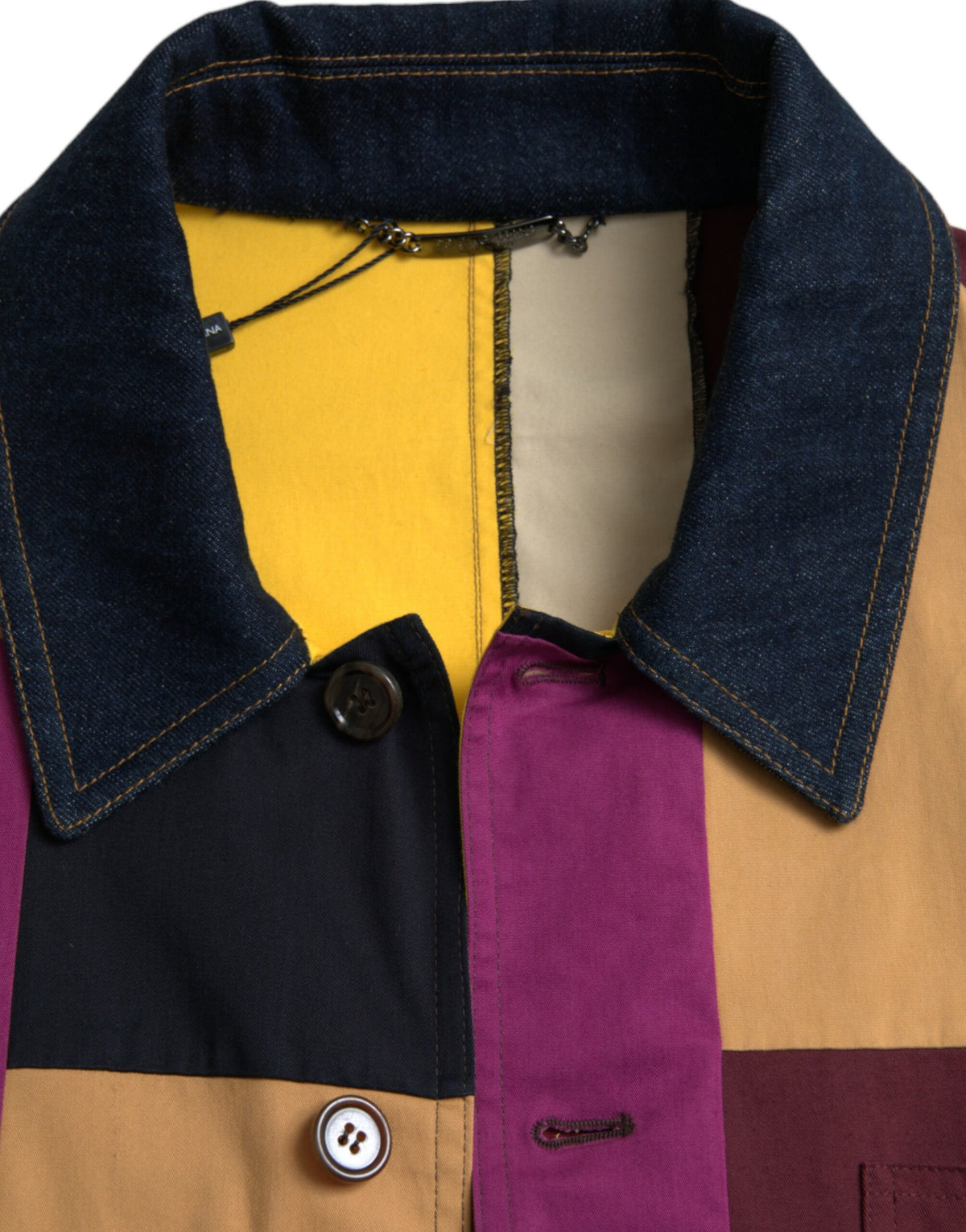 Dolce & Gabbana Multicolor Patchwork Cotton Collared Jacket - Eljoys Fashion 