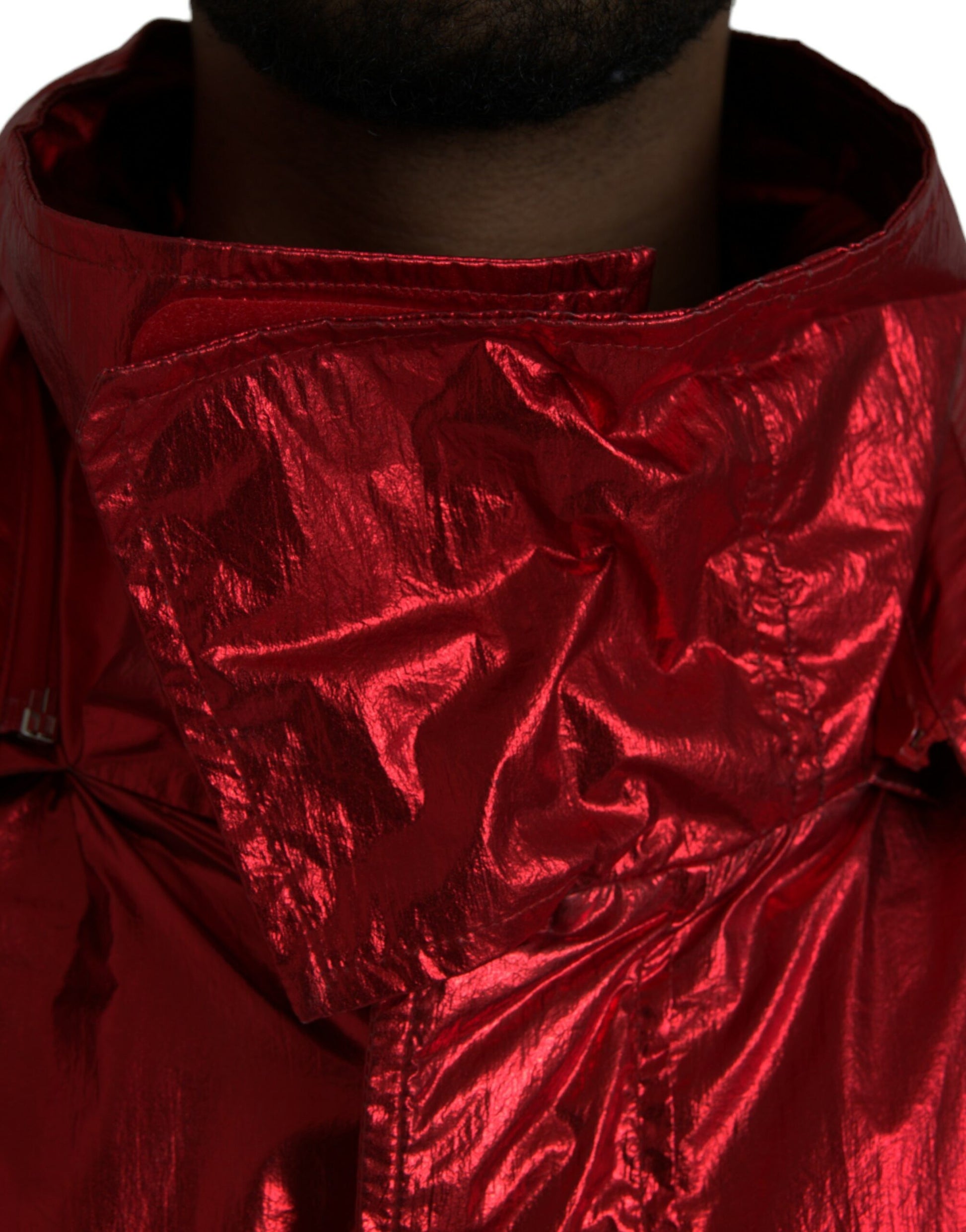 Dolce & Gabbana Red Nylon Hooded Pullover Sweatshirt Jacket Dolce & Gabbana