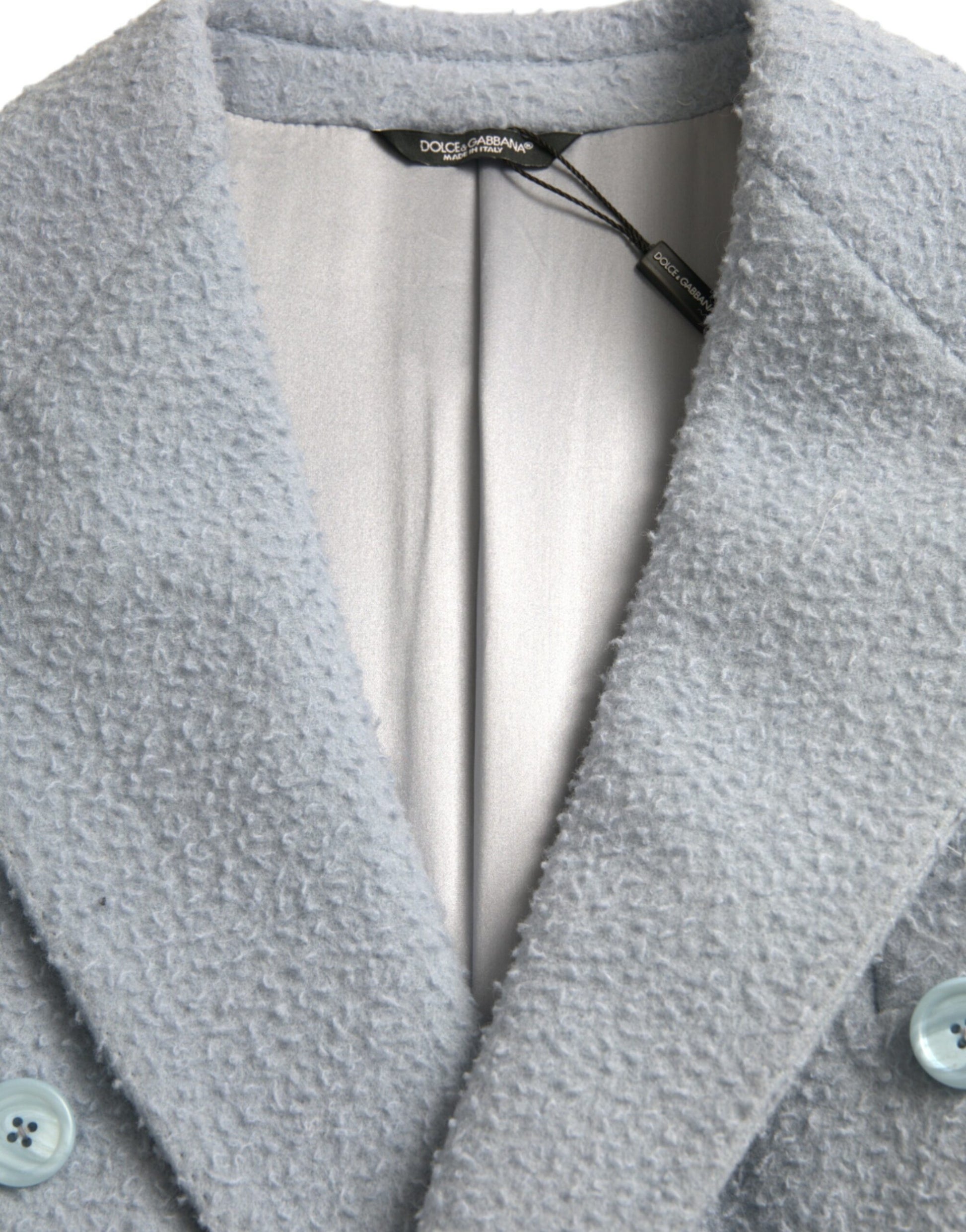 Dolce & Gabbana Blue Double Breasted Long Trench Coat Jacket Dolce & Gabbana