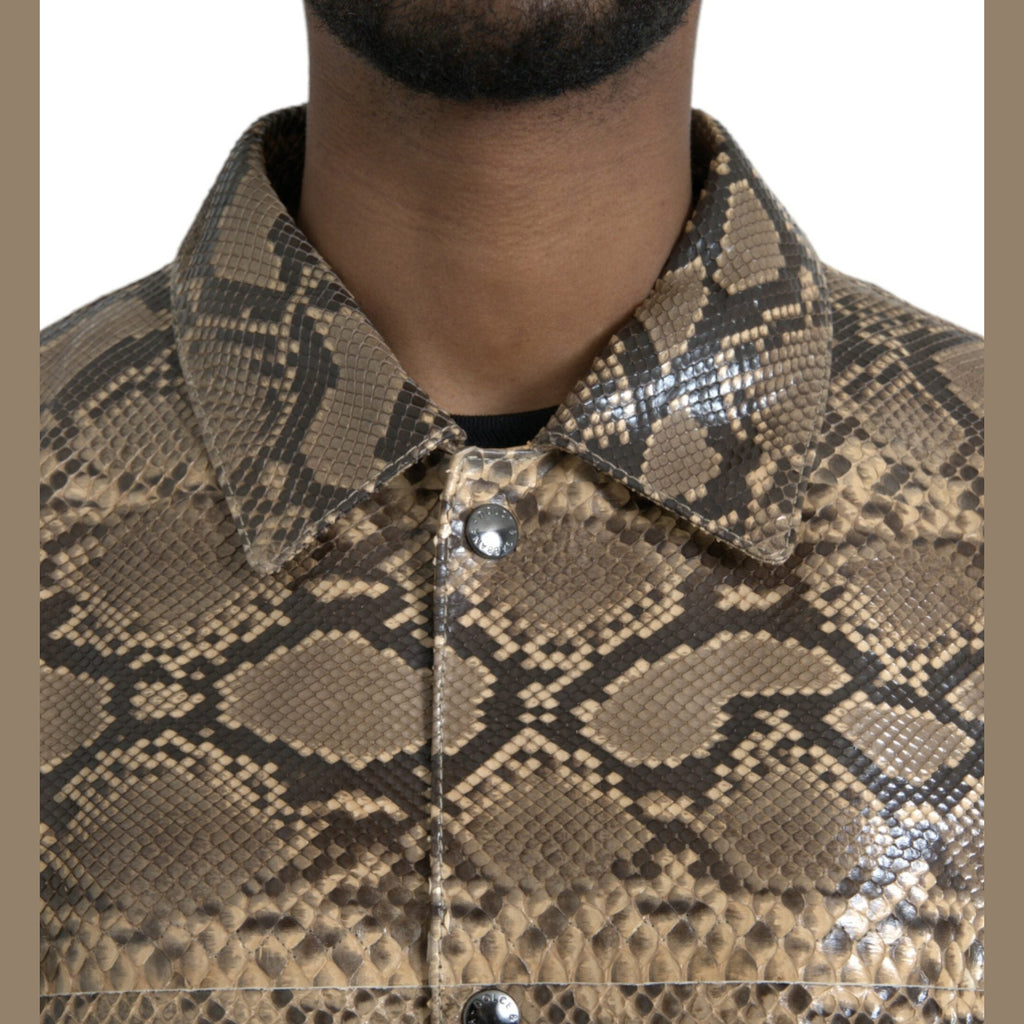Dolce & Gabbana Beige Exotic Leather Biker Blouson Jacket