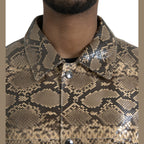 Dolce & Gabbana Beige Exotic Leather Biker Blouson Jacket