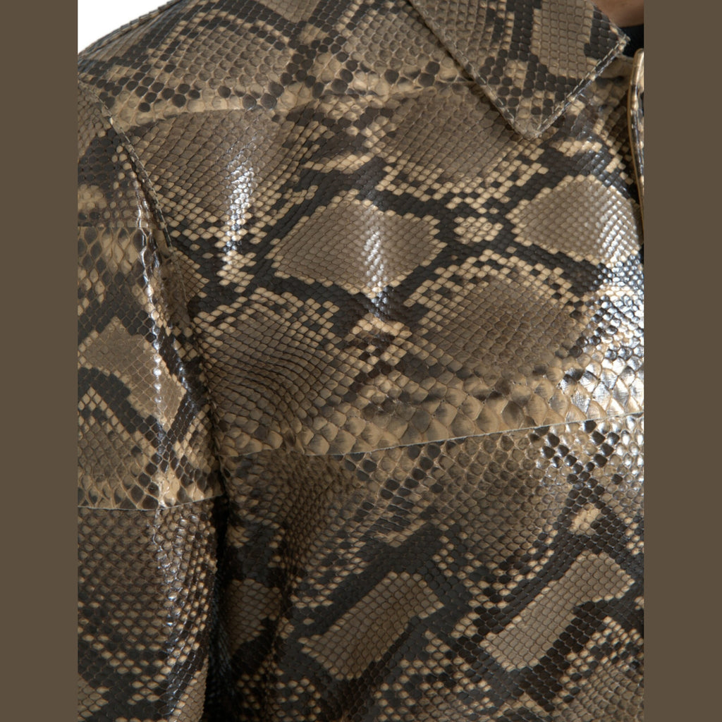 Dolce & Gabbana Beige Exotic Leather Biker Blouson Jacket