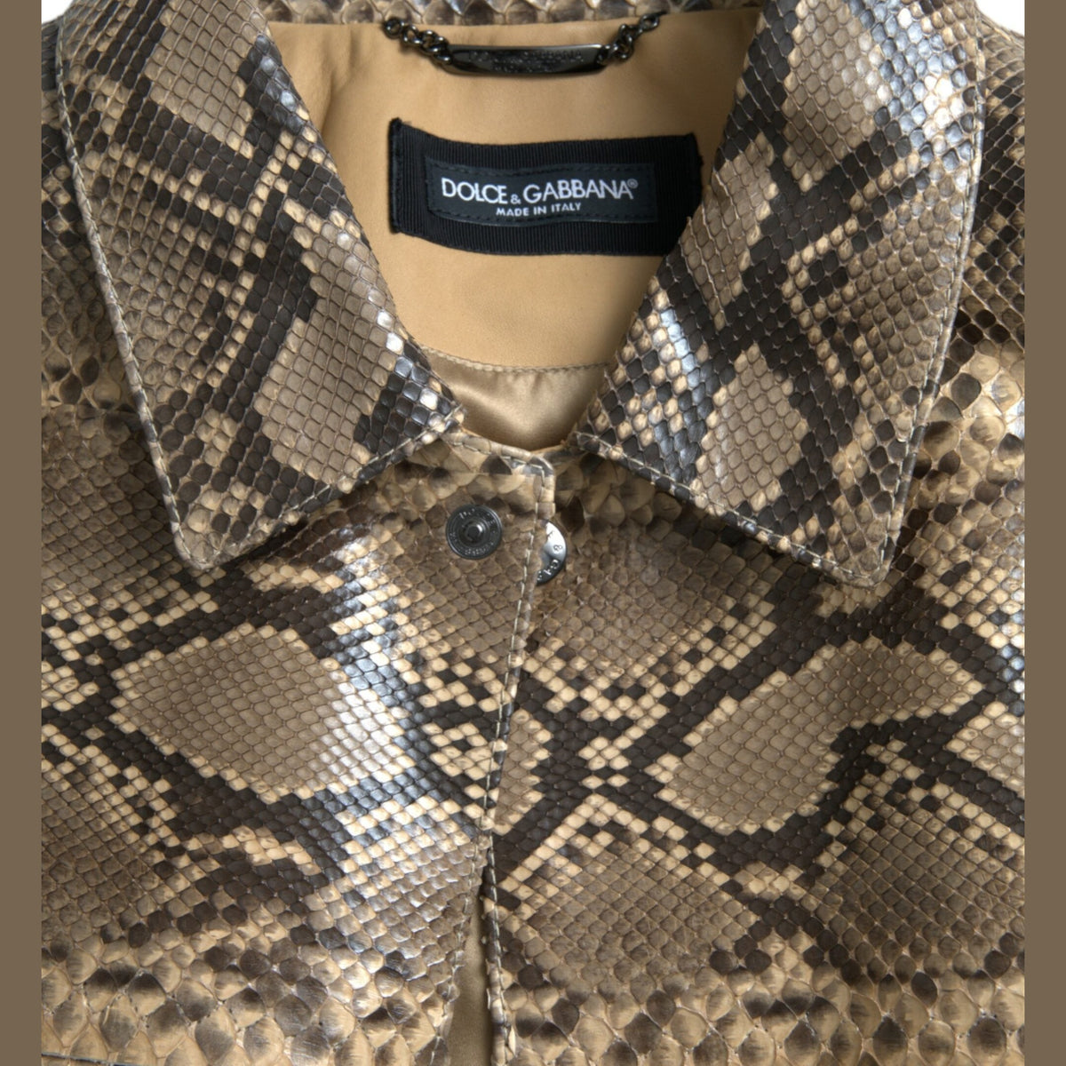 Dolce & Gabbana Beige Exotic Leather Biker Blouson Jacket